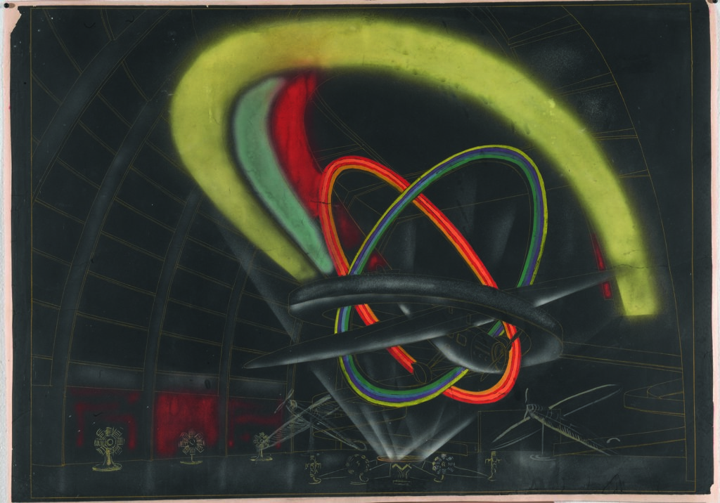 Robert Delaunay, Felix Aublet, Etude de mise en lumière, vue nocturne, pour le pavillon de l’Aéronautique