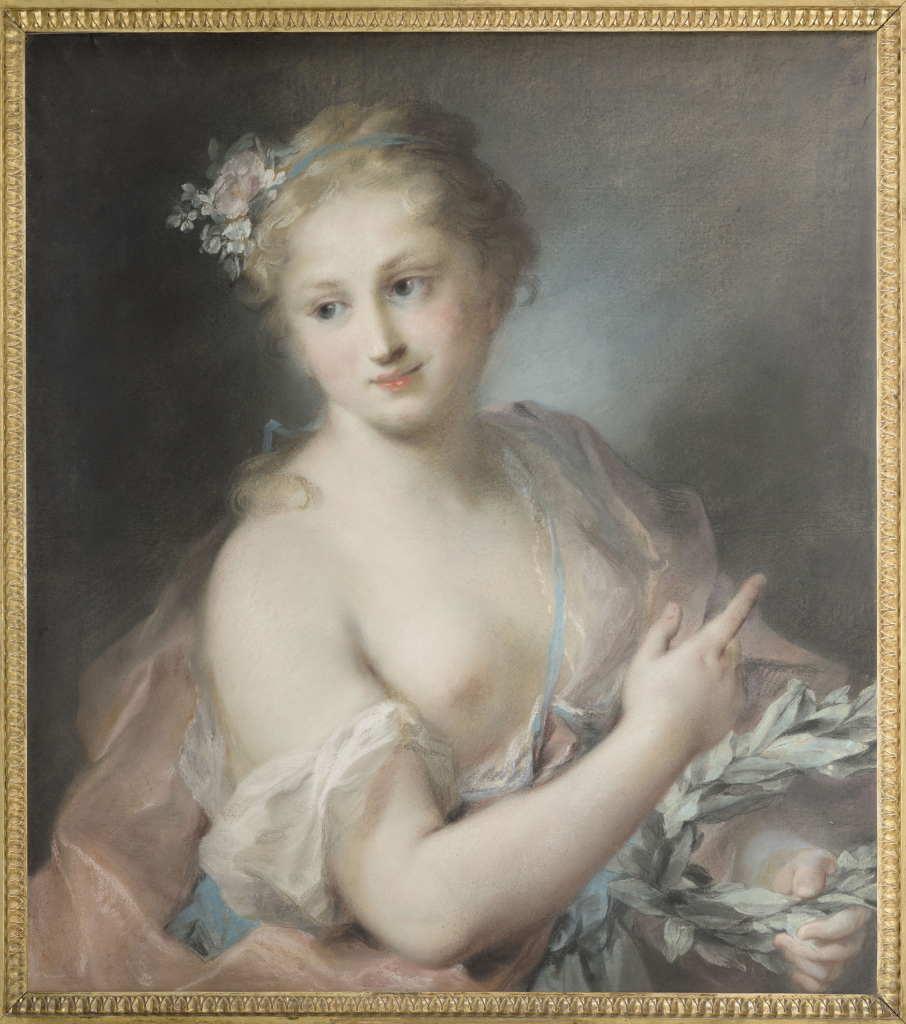 Jeune fille tenant une couronne de laurier, nymphe de la suite d'Apollon, Rosalba Carriera