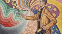 Signac, Paul (1863-1935): Opus 217. Against the Enamel of a Background Rhytmic with Beats and Angles, Tones and Tints, Portrait of M. Felix Feneon in 1890 (1890). New York, Museum of Modern Art (MoMA) Oil on canvas, 29 x 36 1/2 (73.5 x 92.5 cm). Fractional gift of Mr. and Mrs. David Rockefeller. Acc. n.: 85.1991. Authorization required prior to licensing; please address the Rockefeller Collection, attn. Ms. Bertha Saunders, 146 East  65 Street, New York, NY, 10021 - Phone: +1-212-249-8256/Fax: +1-212-717-5837; e-mail: bsaunders@rockco.com.*** Permission for usage must be provided in writing from Scala. May have restrictions - please contact Scala for details. ***