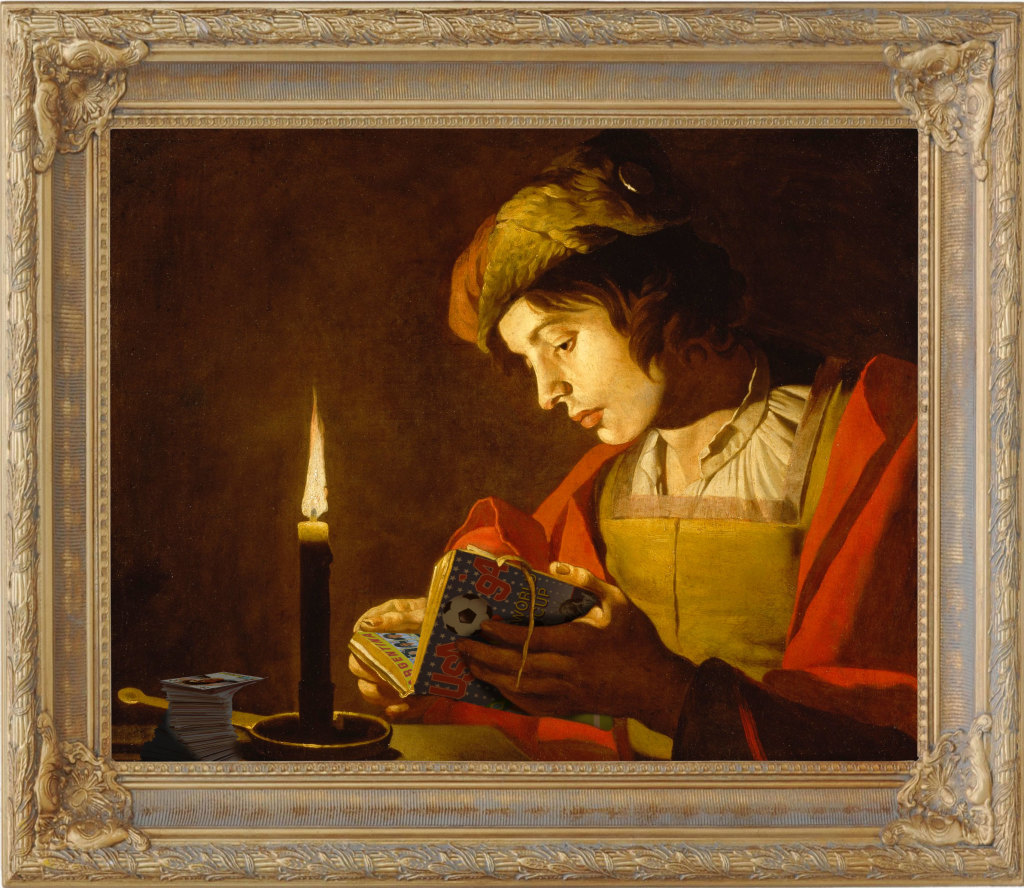 Le collectionneur d'après "A Young Man Reading by Candlelight" de Matthias Stom