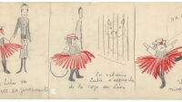 Yves Saint Laurent, première planche originale de La Vilaine Lulu, intitulée Lulu au zoo, 1956. © Fondation Pierre Bergé – Yves Saint Laurent Paris