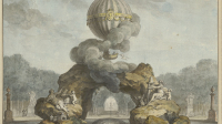 Charles de Wailly, Projet de décoration d’une fontaine ornée d’une charlière pour le jardin des Tuileries, 1783, encre noire et lavis colorés © Albertina Museum