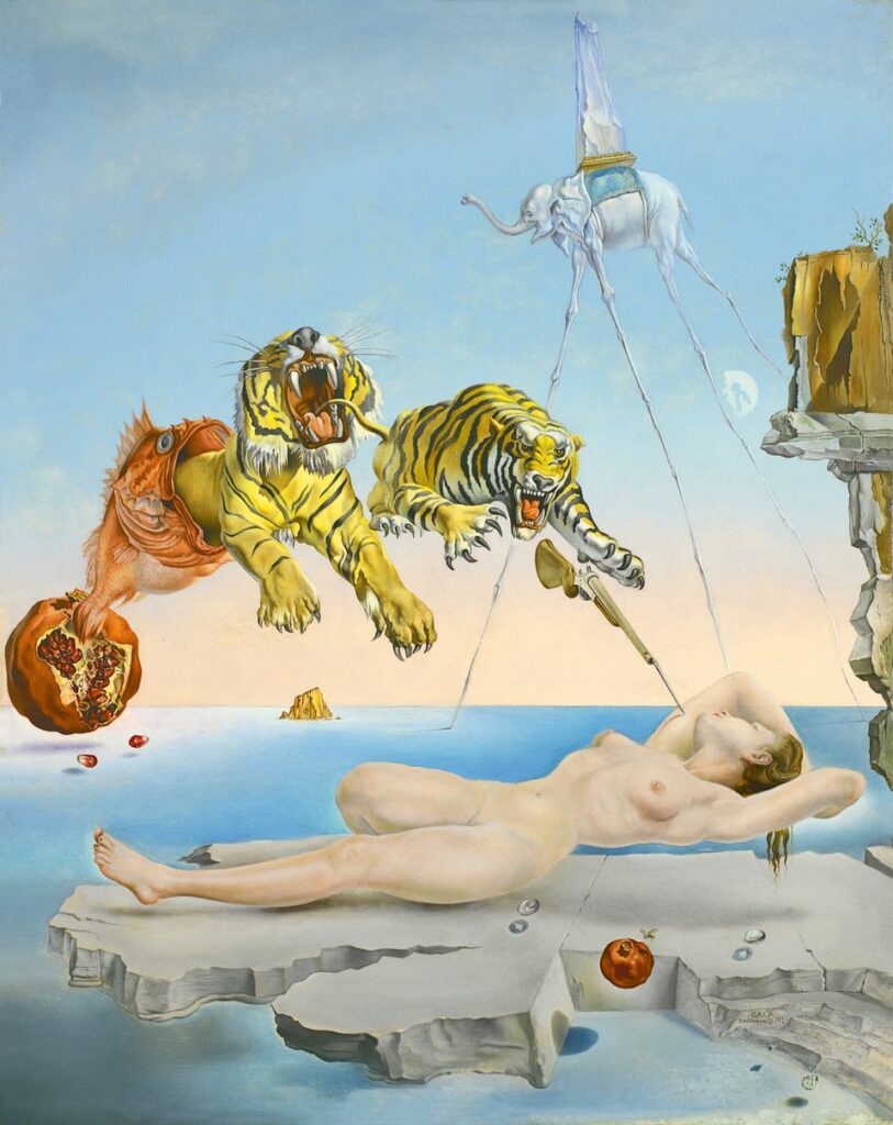  Salvador Dalí, Rêve causé par le vol d’une abeille autour d’une pomme-grenade, une seconde avant l’éveil, 1944