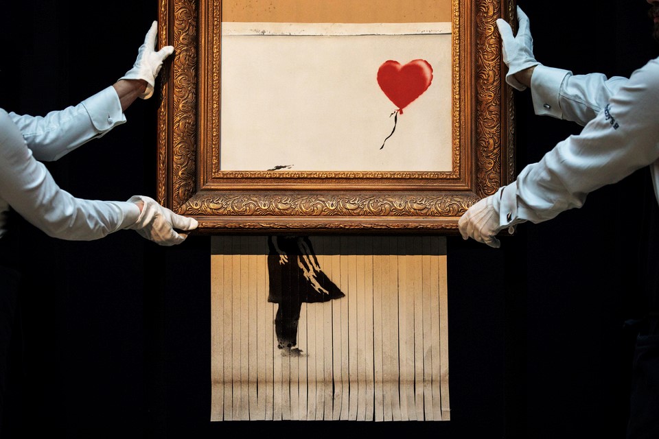 La toile autodétruite de Banksy remise aux enchères - Arts in the City