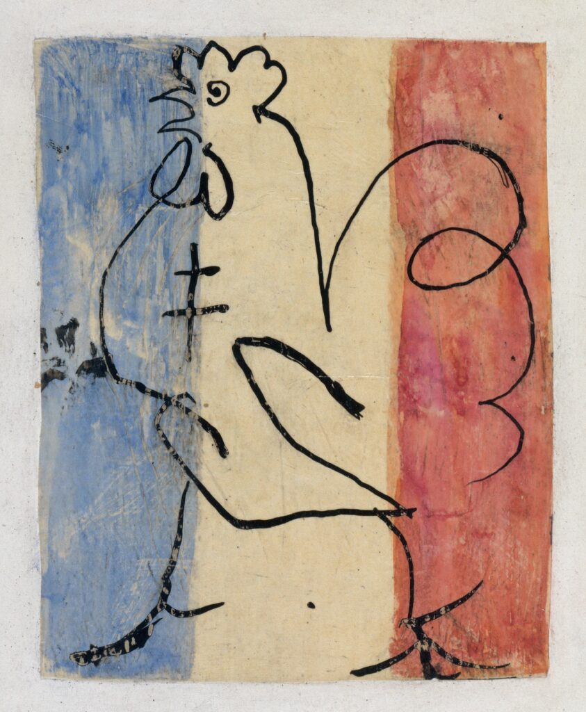 Pablo Picasso, Coq tricolore à la croix de Lorraine, 1945