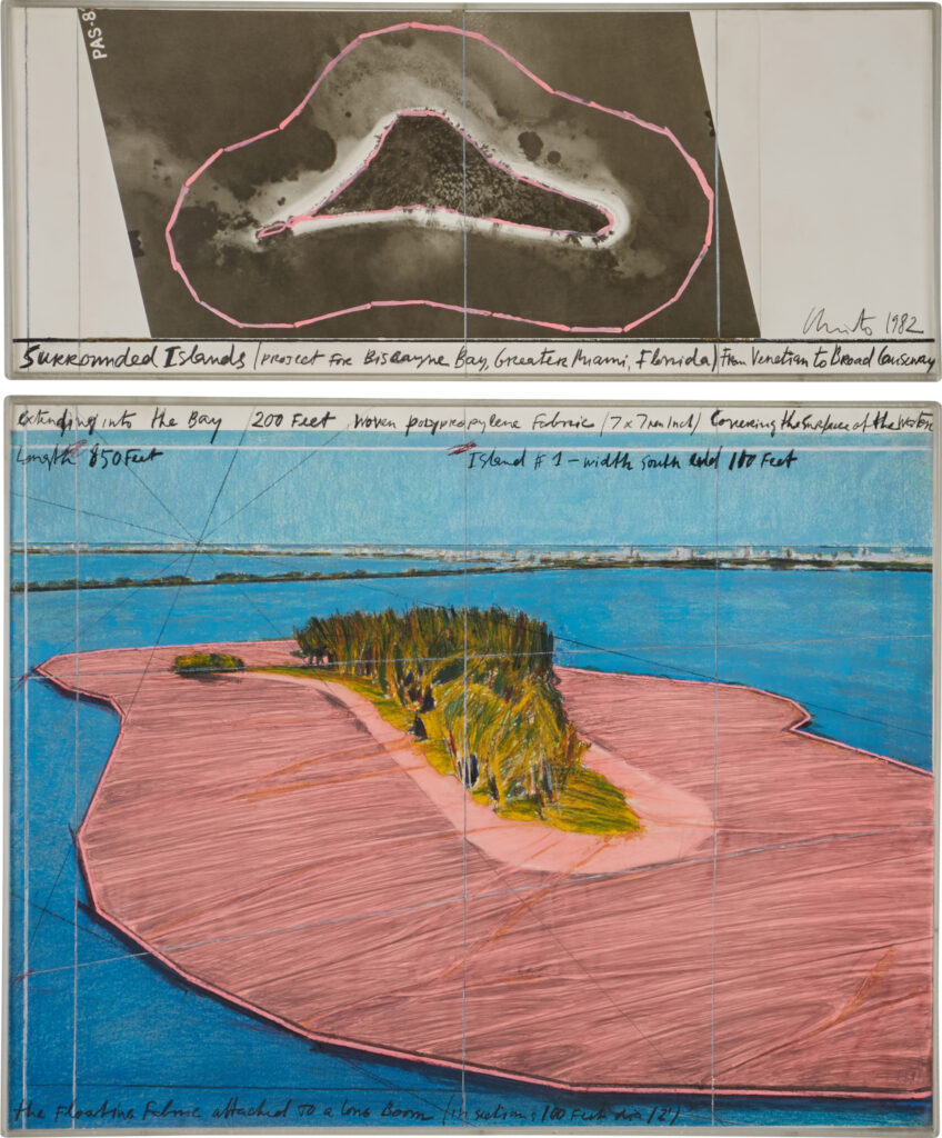 Christo et Jeanne-Claude, Surrounded Island, project for Biscayne Bay, Greater miami, 1982, Guy Pieters Gallery, BRAFA Art Fair