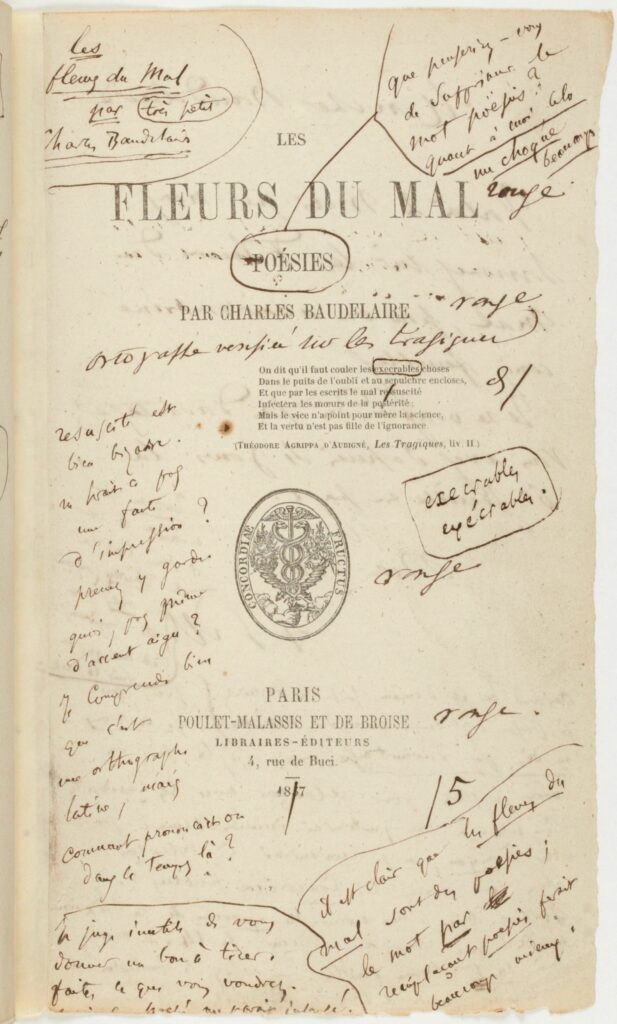 Les Fleurs du mal, épreuves d'imprimerie de la première édition, 1857