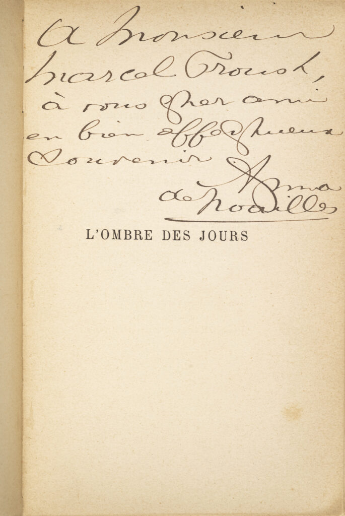 Edition dédicacée par Marcel Proust à Anna de Noailles Collection J. Polge