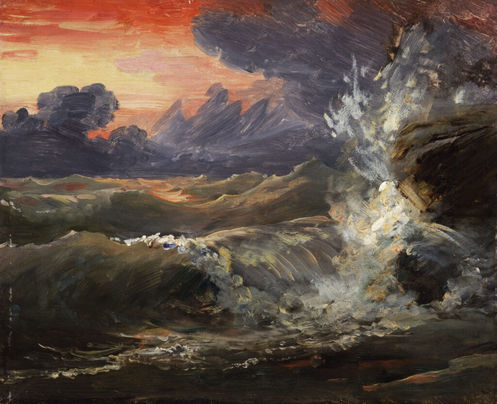 Baron François Gérard, Une étude de vagues se brisant sur des rochers au coucher du soleil