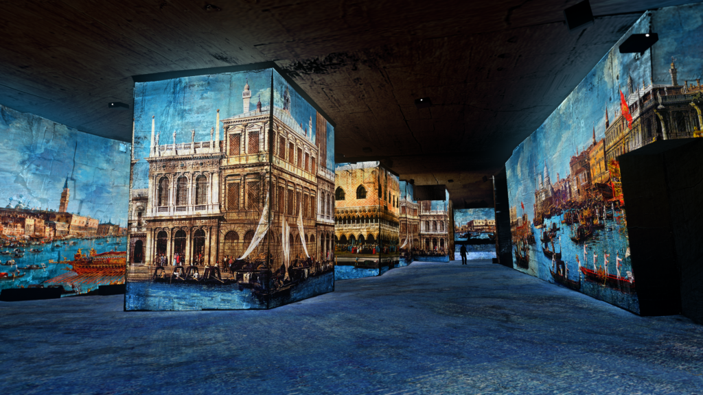 Simulation de l'exposition « Venise, la Sérénissime » aux Carrières des Lumières