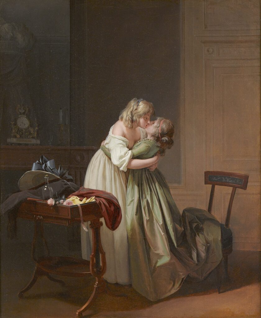 Louis-Léopold Boilly, Deux jeunes amies qui s'embrassent, vers 1789-1793
