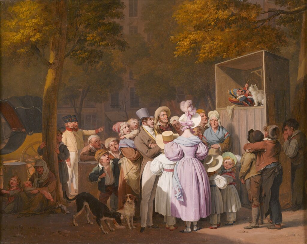 Louis-Léopold Boilly, Le Spectacle ambulant de Polichinelle, 1832