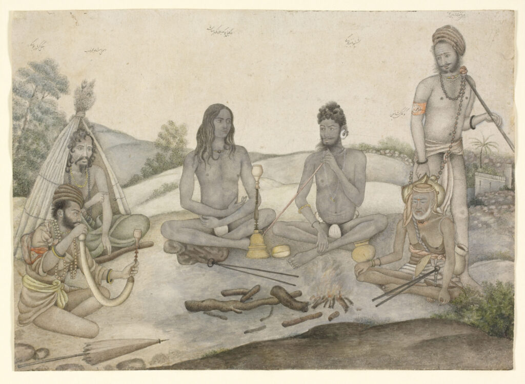 Attribué à Ghulam Ali Khan, Réunion d'ascètes et de yogis autour d'un feu, vers 1820-1825
