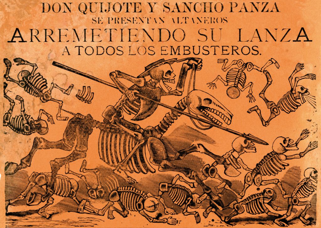 Et voici l’immense, la première, l’incomparable calavera, celle de Don Quichotte