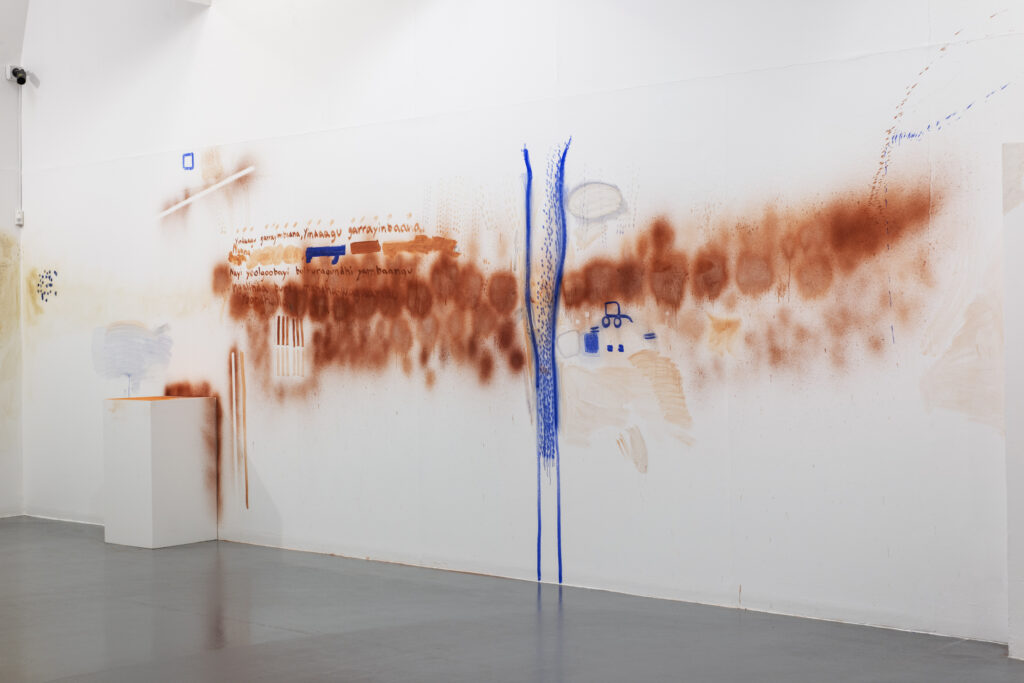Dale Harding, Wall Composition in Bimbird and Reckitt’s Blue, 2018