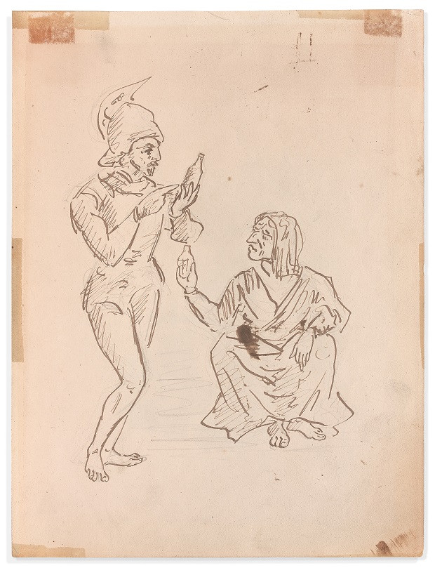 Paul Cézanne, Soldat et vieille femme, (verso), vers 1856-57 