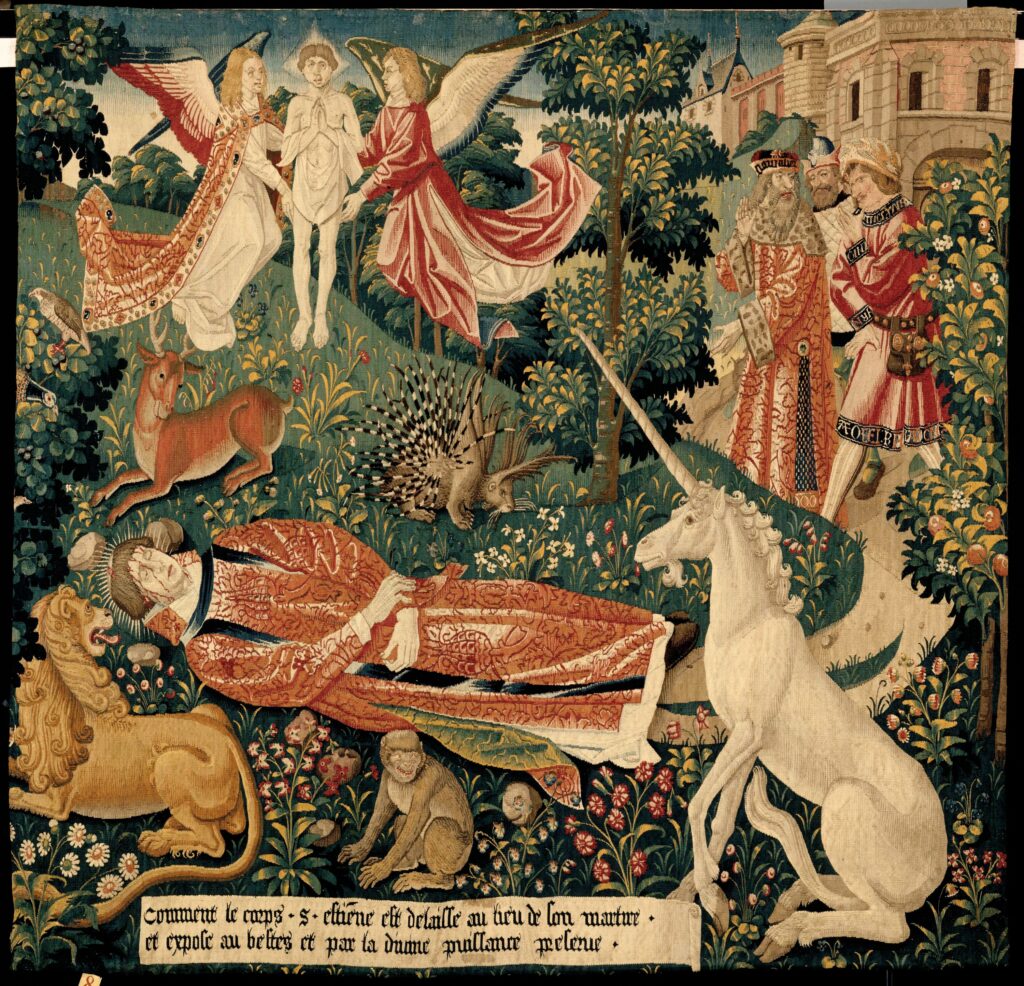 Tenture de Saint Étienne - Le corps du martyr exposé aux bêtes, vers 1500
