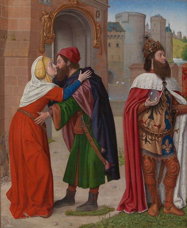 Jean Hey, dit aussi le Maître de Moulins, La rencontre de Joachim et Sainte Anne à la Porte Dorée, vers 1491-1494