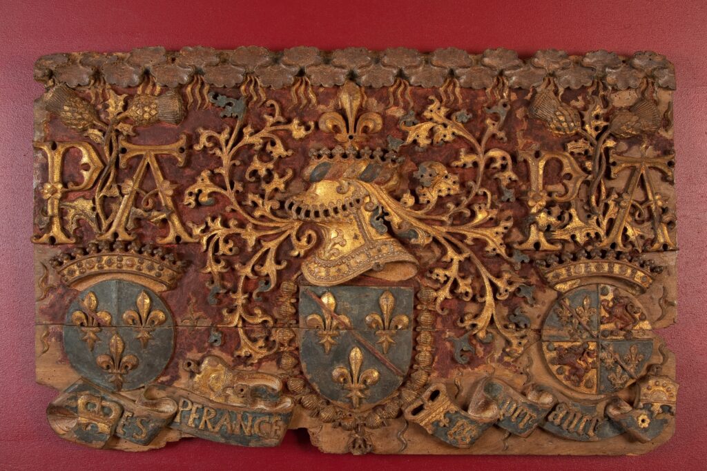 Panneau aux armes de Pierre II de Bourbon et Anne de France, entre 1488 et 1503