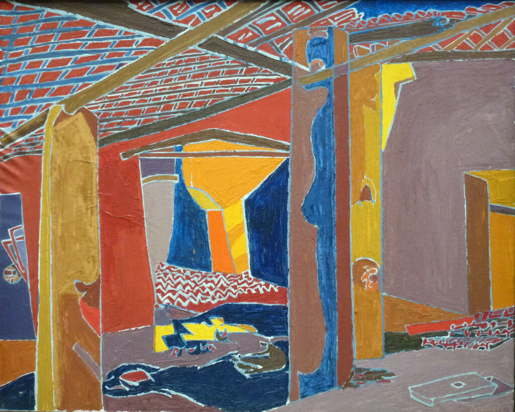 Henri Landier, Le labyrinthe, huile, 1979