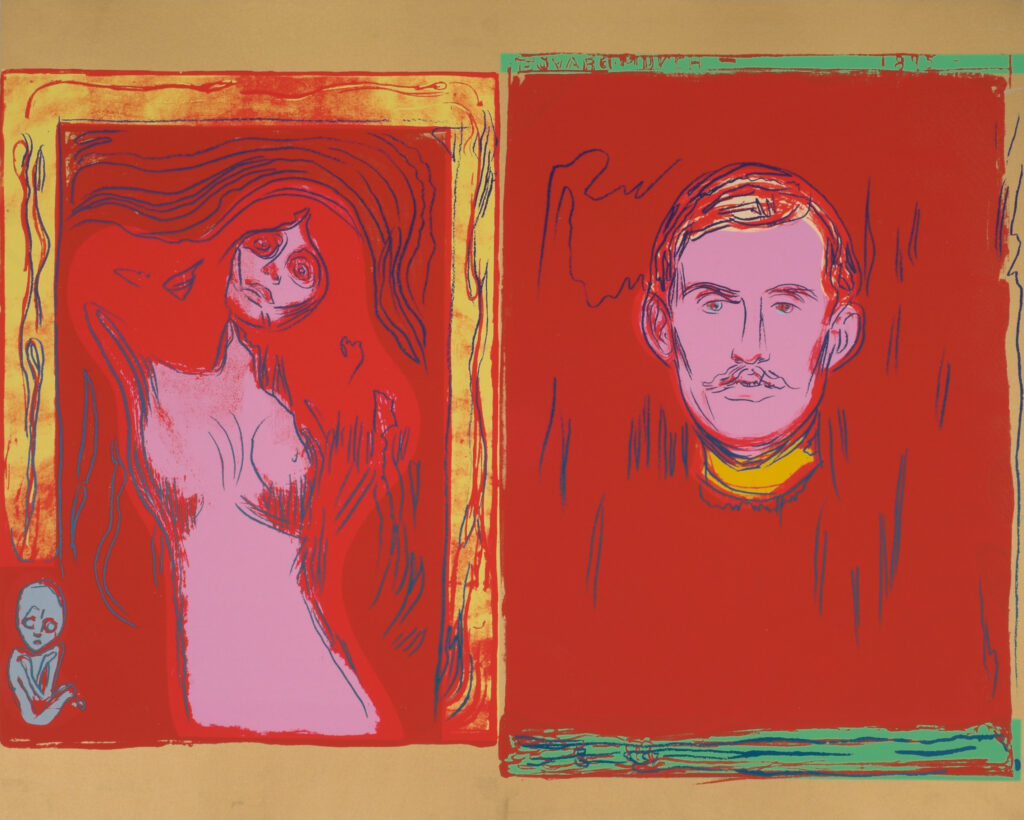 Andy Warhol, Madonna and self portrait with skeletons arm (After Munch), 1984