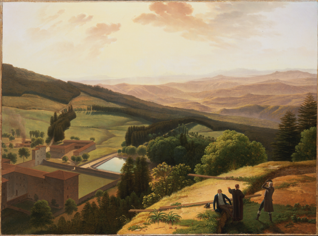 Exposition Louis Gauffier, Musée Fabre, Le Couvent de Vallombrosa et la vallée de l'Arno vus du Paradisino, 1797