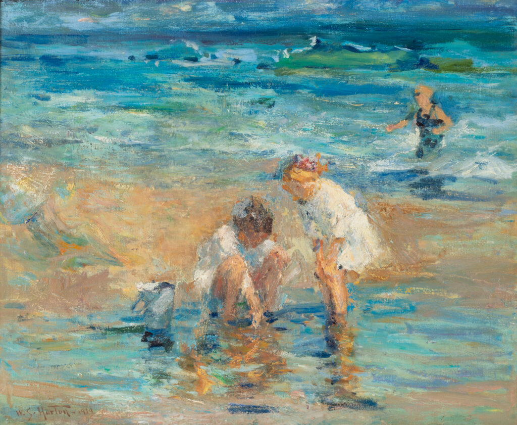 William S. Horton, Enfants sur la plage - Jeux d’eau, vers 1914
