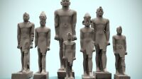 exposition pharaons des deux terres, musée du louvre, Copie des sept statues de roi (Taharqa, Tanouetamani, Senkaramanisken, Ankamaniet et Aspelta)