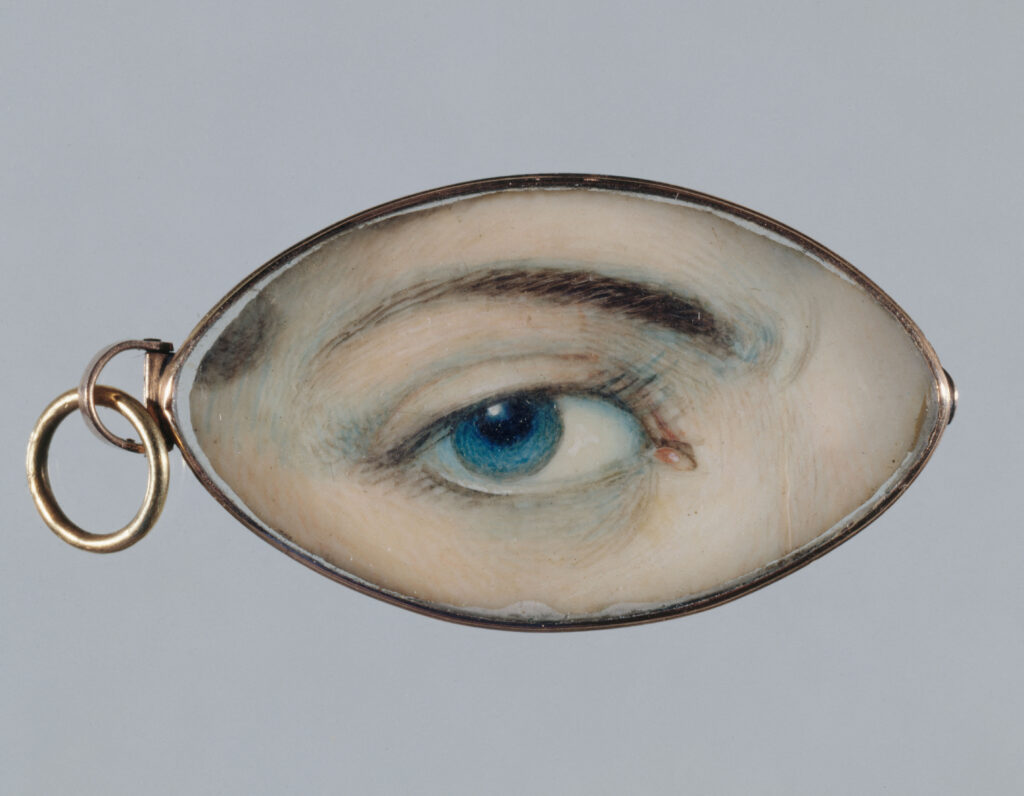 Anonyme, Pendentif, œil droit bleu peint en miniature