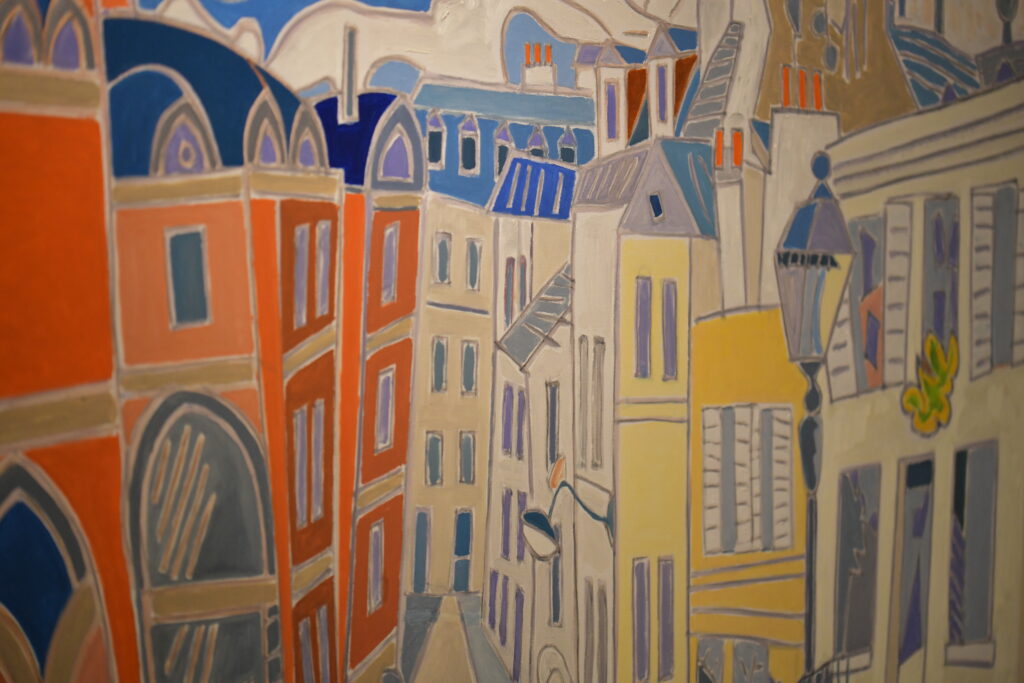 Vue de l'exposition Henri Landier, 70 ans de création, Une vie de peintre à l'Atelier d'Art Lepic de Paris