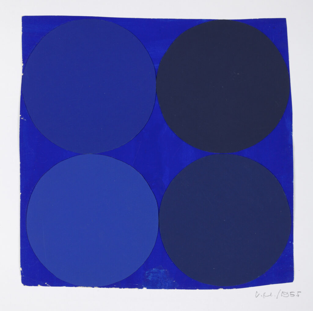Exposition Vera Molnar, Galerie Berthet Aittouarès, 4 cercles bleus, 1955