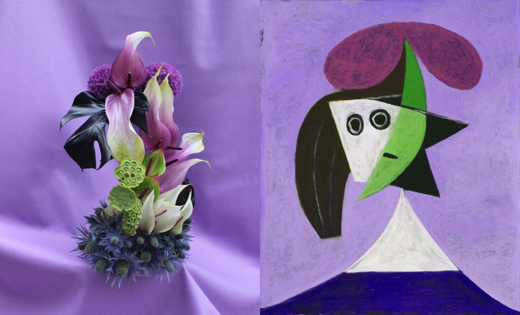 Harriet Parry, interprétation florale de Pablo Picasso, Woman in Hat Olga, 1935