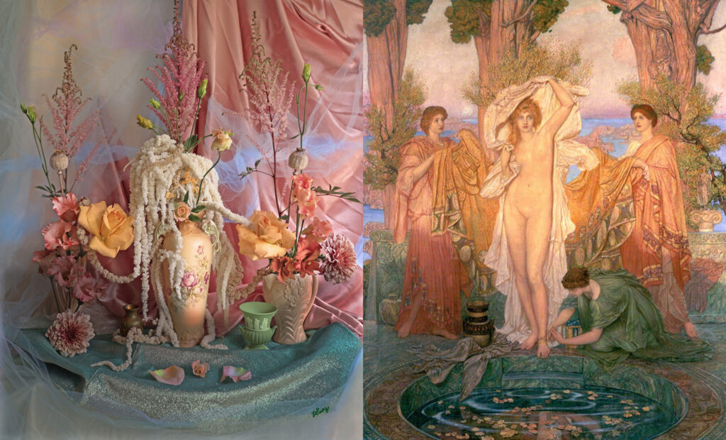 Harriet Parry, interprétation florale de William Blake Richmond, Le Bain de Venus, 1895