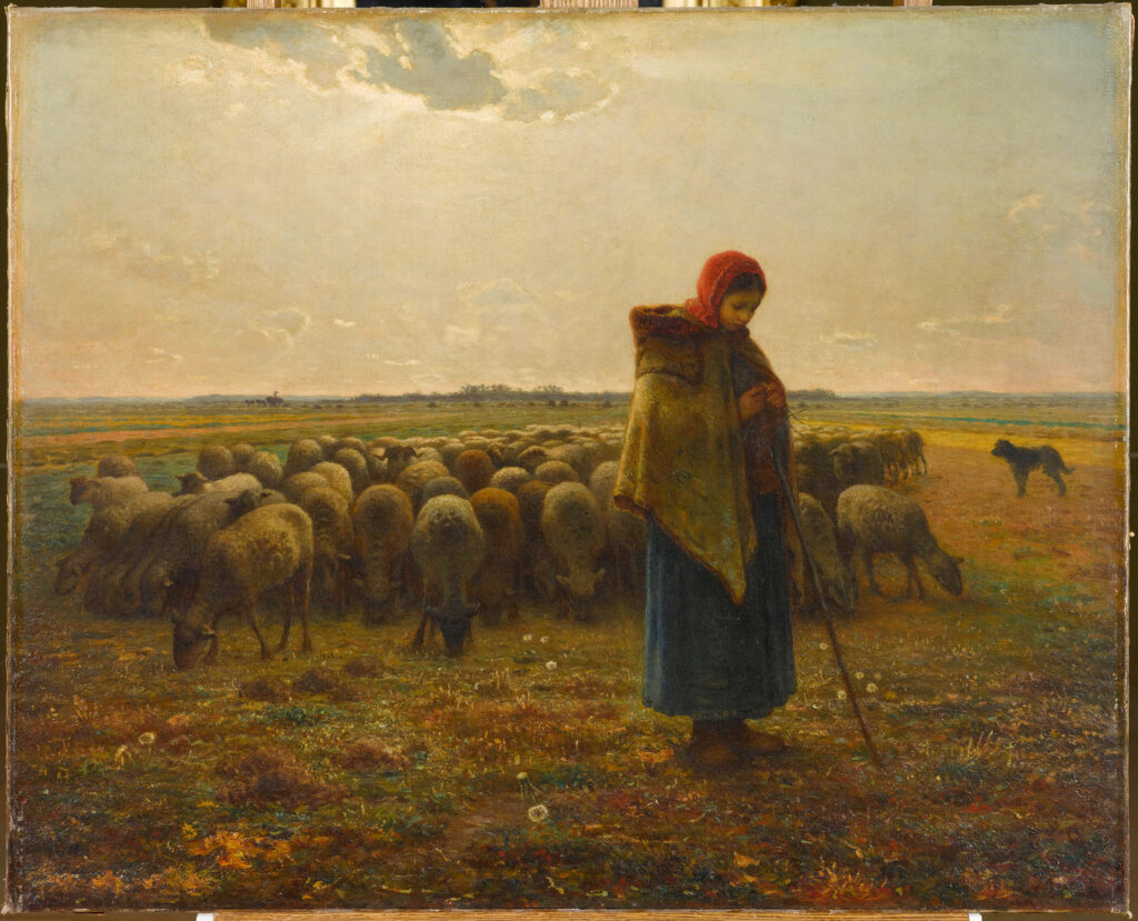 Jean-François Millet, Bergère avec son troupeau, dit aussi Bergère gardant ses moutons ou La grande bergère, vers 1863
