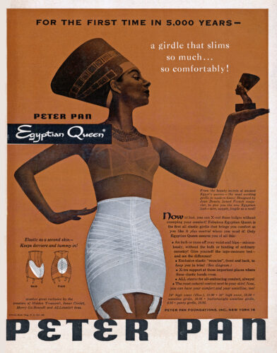 Publicité pour la gaine Egyptian Queen de la marque Peter Pan, 1954