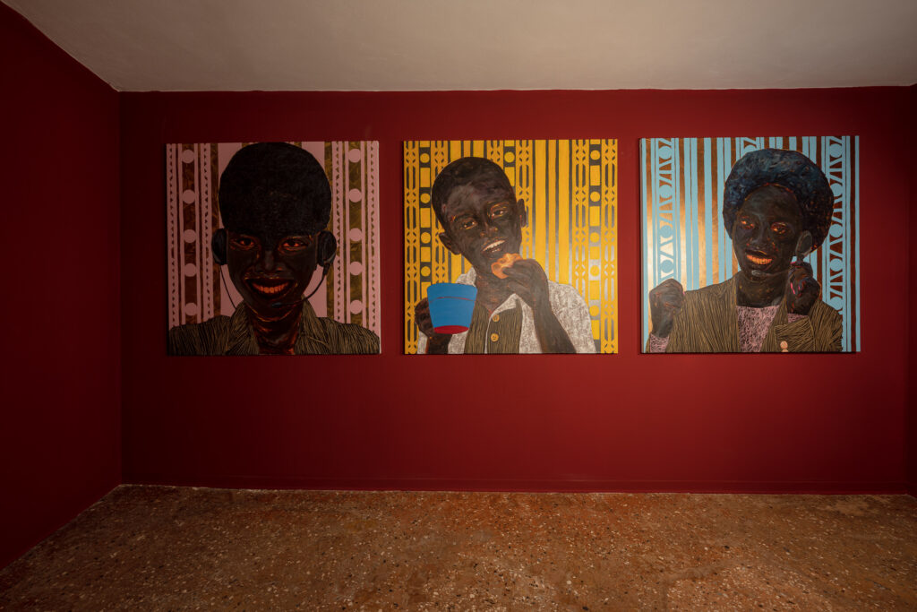 Vue de l'exposition Acaye Kerunen and Collin Sekajugo, Radiance : They dream In Time, Pavillon ougandais, 2022