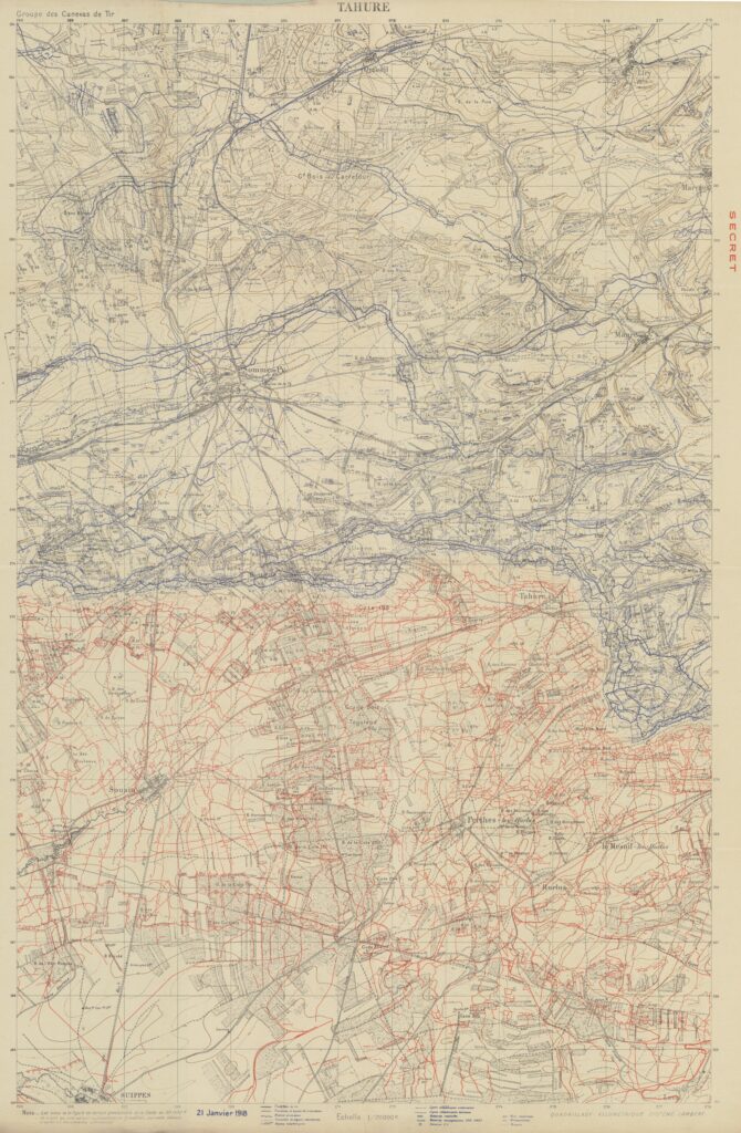Carte de canevas de tir Tahure, Marne, 1918