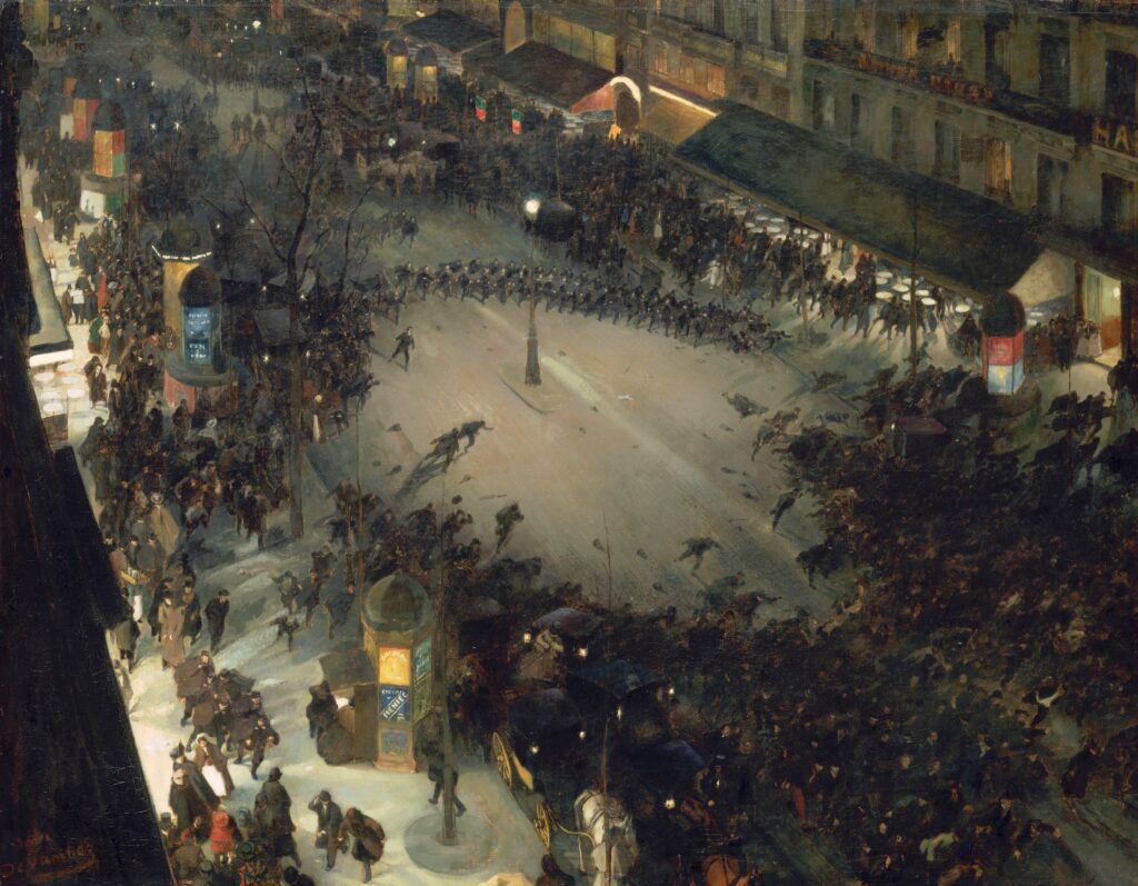 André Devambez, La Charge, boulevard Montmartre,1902-1903