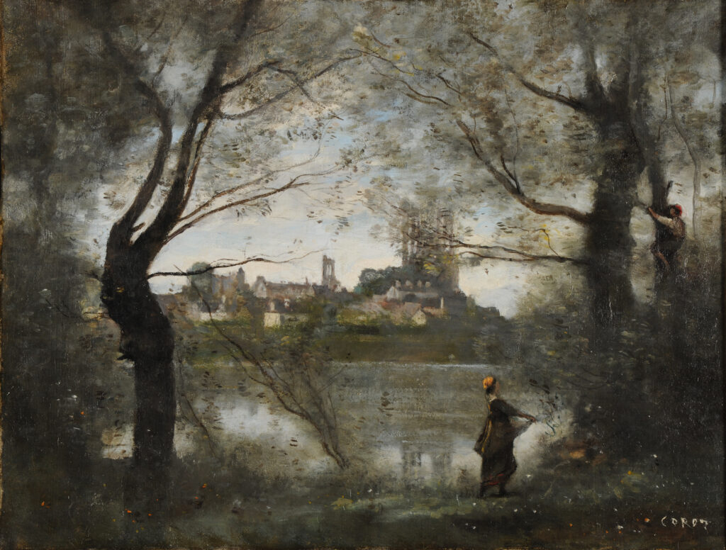 Camille Corot, Mantes, le soir, la cathédrale de Mantes, vers 1860-1865