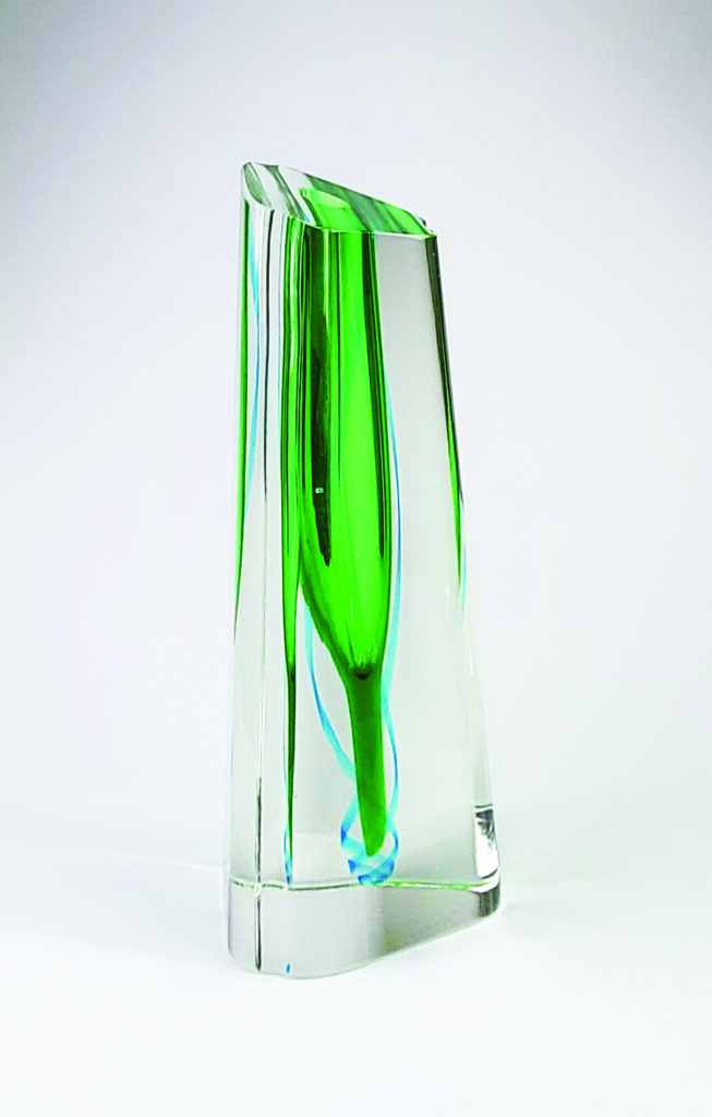 Marco Mencacci, Verre sommerso émeraude, turquoise et cristal transparent