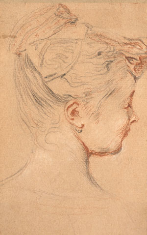Jean-Antoine Watteau, Tête de Femme de profil