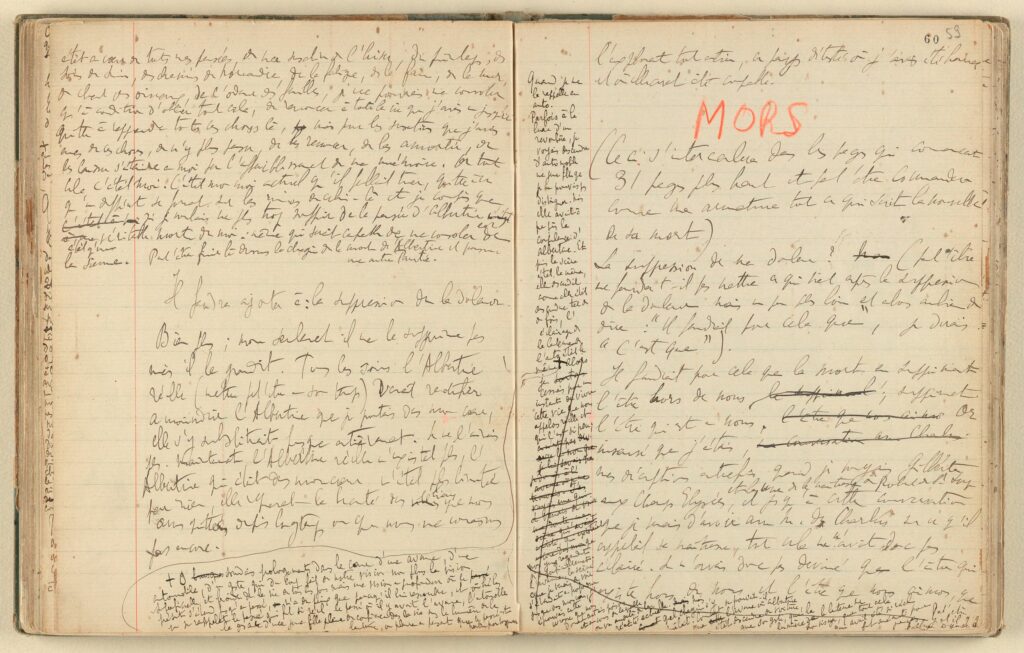 Marcel Proust, Manuscrits autographes Soixante-deux cahiers de brouillons comportant des ébauches des différentes parties de la Recherche à divers stades de leur rédaction.
