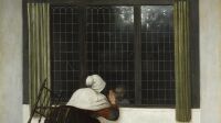 Fondation Custodia - Jacobus Vrel, Femme saluant un enfant à la fenêtre - Copie