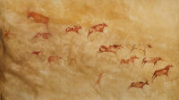 Exposition Préhistomania au musée de l'Homme à Paris - Chasse à l_antilope, expéd. Lhote, Tissoukaï, Algérie, 1960