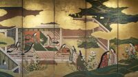 Exposition à la cour du Prince Genji au musée Guimet - Paravent à six volets, illustration du Genji Monogatari, époque Momoyama, fin 16e-début 17e siècle