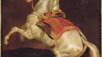 Exposition Les chevaux de Géricault au Musée de la vie romantique, Cheval cabré au tapis de selle rouge dit Tamerlan, 1814