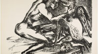Ossip Zadkine (1890-1967). Combat avec l'oiseau de Stymphale (c). Lithographie sur papier. 1960. Paris, musée Zadkine.