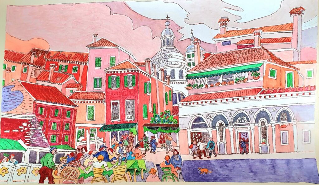 Henri Landier, Pause déjeuner à Venise, 2022