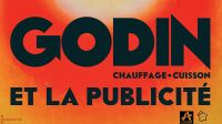 Affiche « Godin a domestiqué le feu ». Dessin de Jean Lachaux, 1933, c Archives départementales de l’Aisne, fonds Godin 2