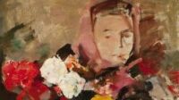 Two vases with flowers and a portrait 1900 - 1950 2